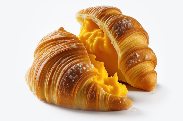 French croissant on white background