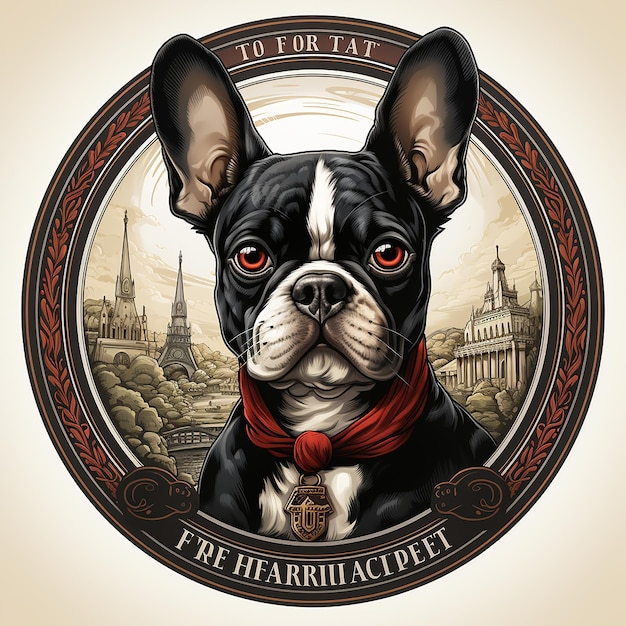 Foto logo dell'illustrazione dell'emblema del cane francese