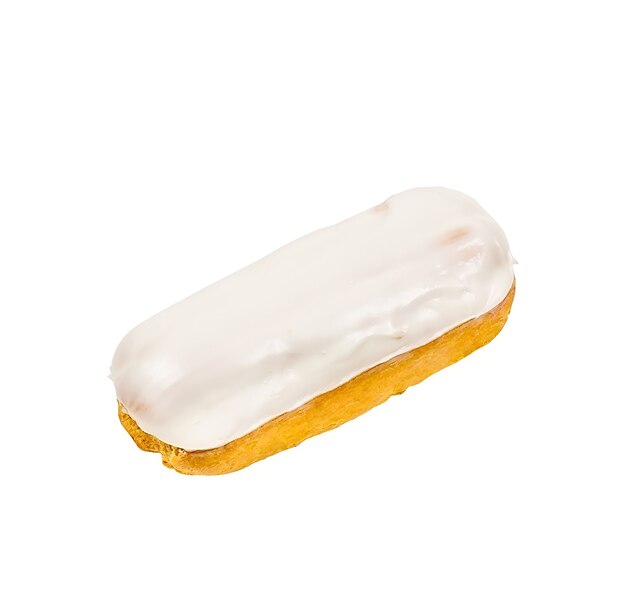 French Eclair isolated on a white surface.