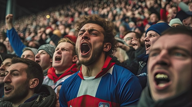 French fan emotions overwhelm Supporters cheer in bleacher Generative Ai