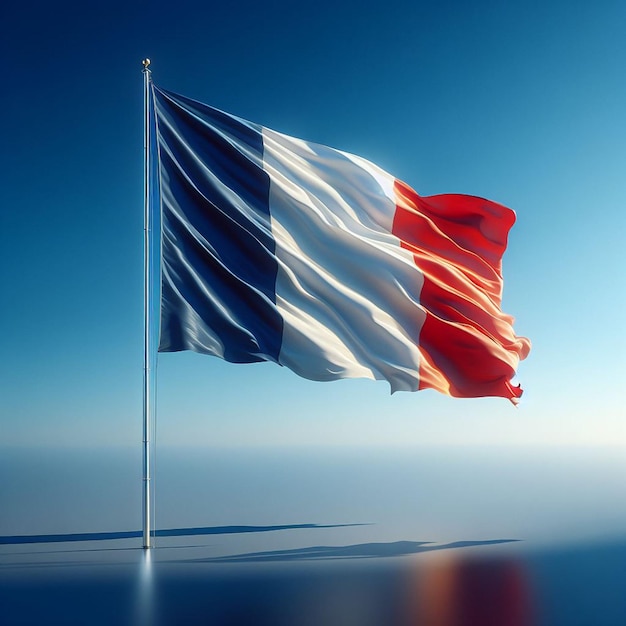 Foto bandiera francese che ondeggia al vento su uno splendido sfondo celeste la bandiera nazionale francese è tricolore