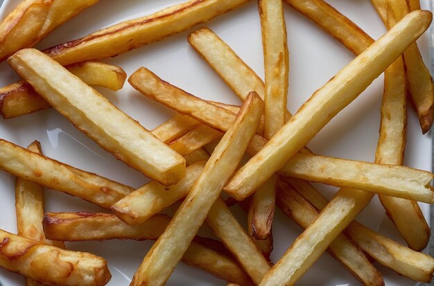 French fries arranged in a snowflake pattern on a w