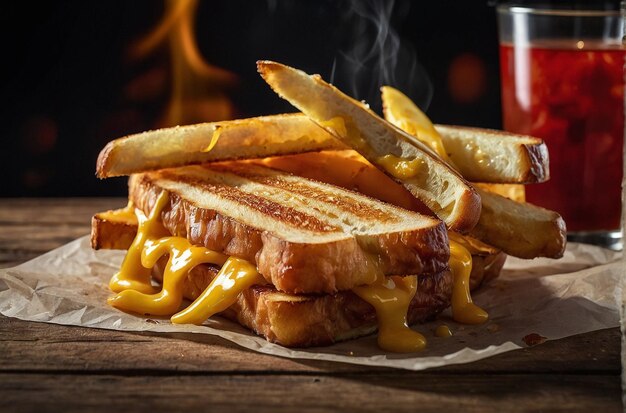 French fries being served with a grilled cheese sand