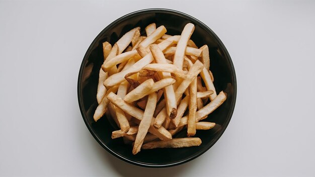 French fries in bowl isolated on white