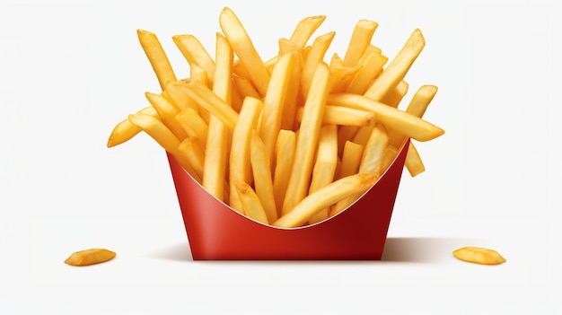 French fries cartoon detailed clip art white background generative ai