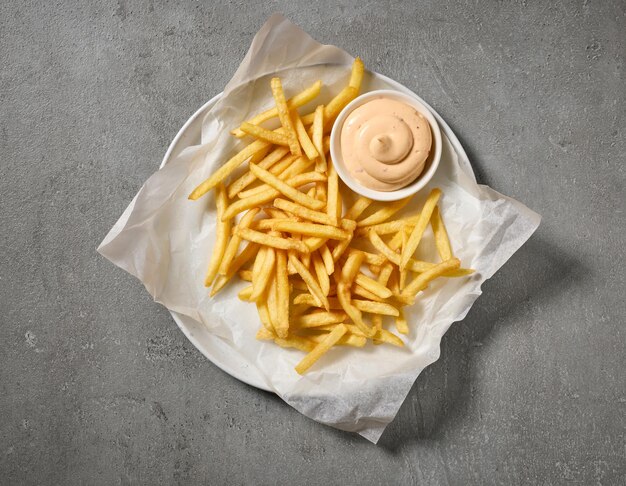 french fries and dip mayonnaise sauce