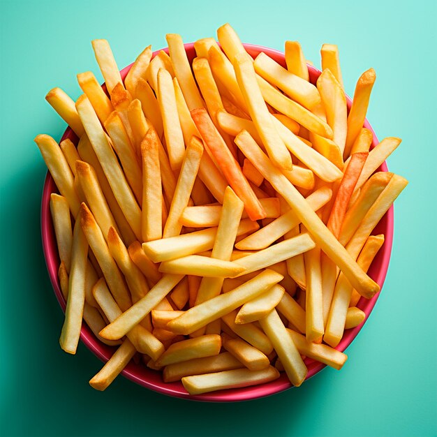 French fries fast food plate quick snack junk food AI generated image