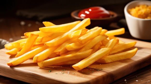 French fries is cooking into deep fryer at kitchen generative ai