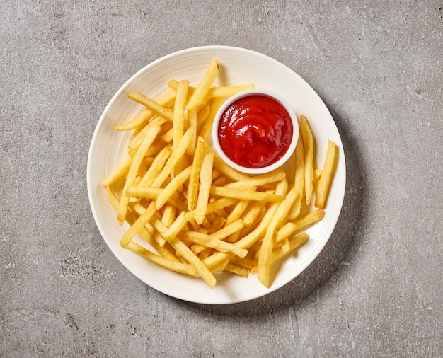 Photo french fries and ketchup