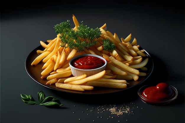 French fries and ketchup