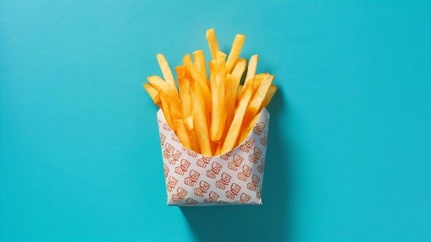 French fries in a paper basket fast foodfrench fries in a paper box on black space