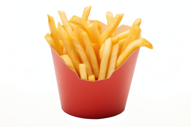 French Fries in paper cup or package isolated