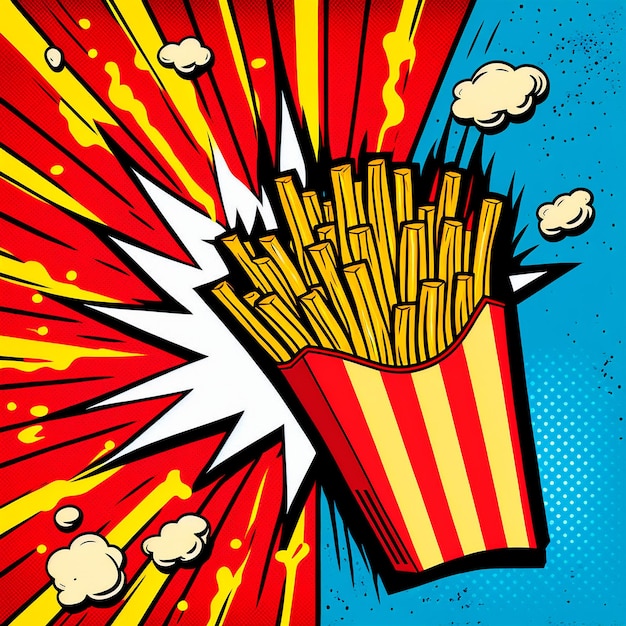 French fries in pop art style