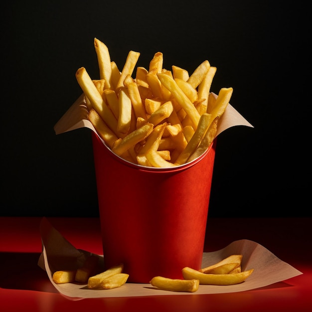 Photo french fries in red cup