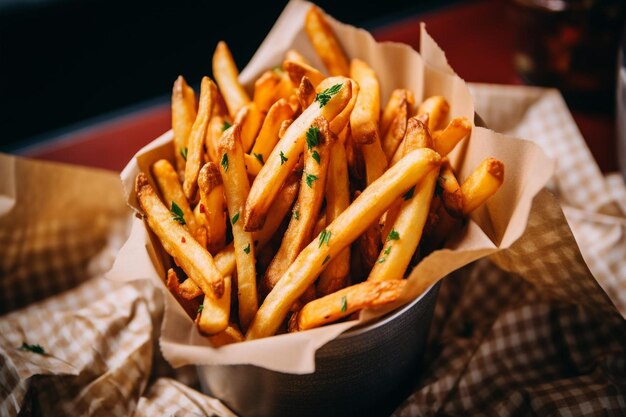 Premium Photo | French_fries_served_in_a_trendy_cafe_setting_with
