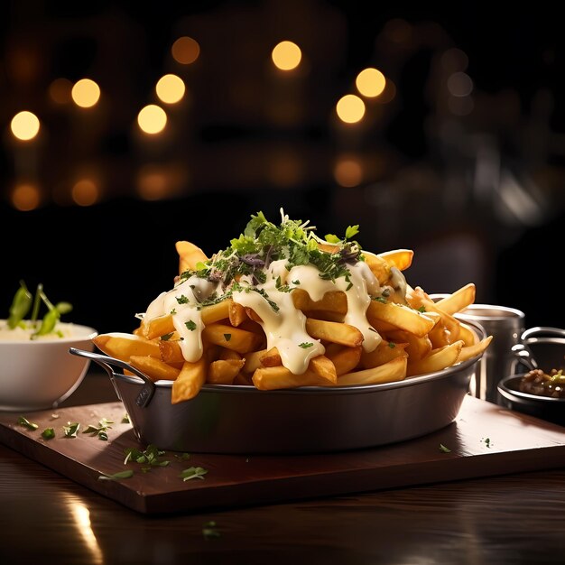 french fries tossed in masala style with spices flying and chillies