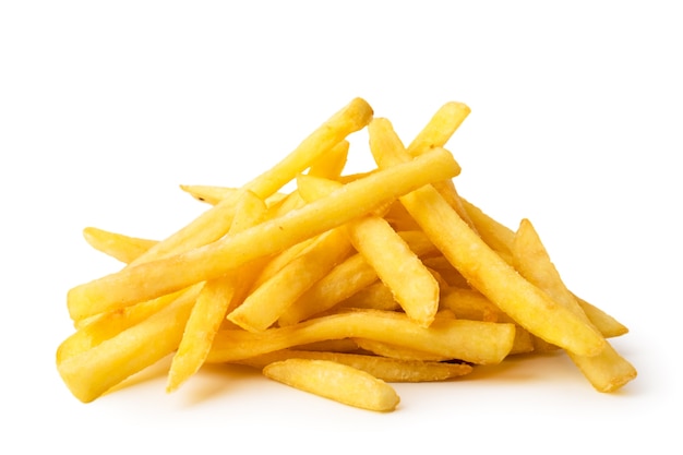 French fries on a white background