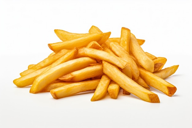 french fries white isolated background