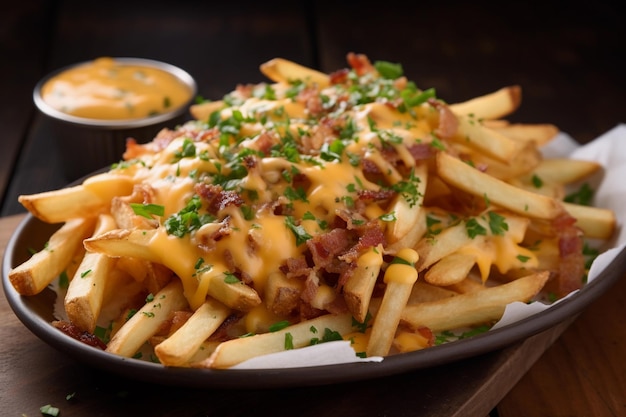 French fries with bacon and cheddar cheese generative ai