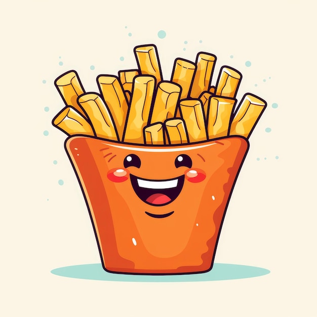 French fries with happy expressions cartoon style AI generated