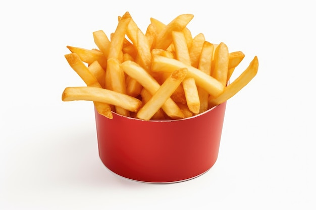 Photo french fries with ketchup isolated on white background