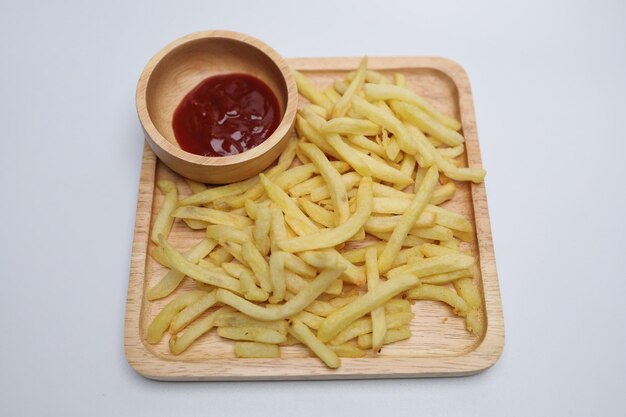 French fries with tomato sauce