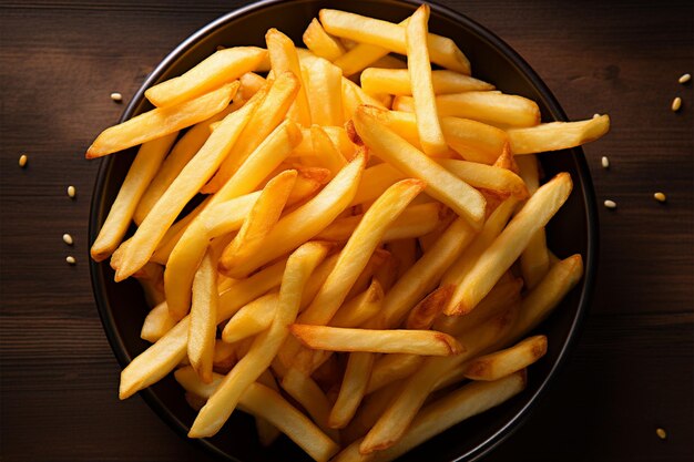 Photo french fry perfection in a top down up close snapshot