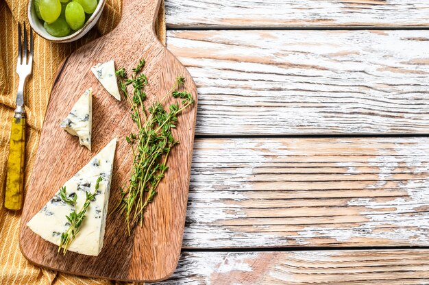 French Gorgonzola cheese with grapes