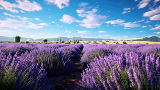 French Lavender Field Rows of Purple Blooms