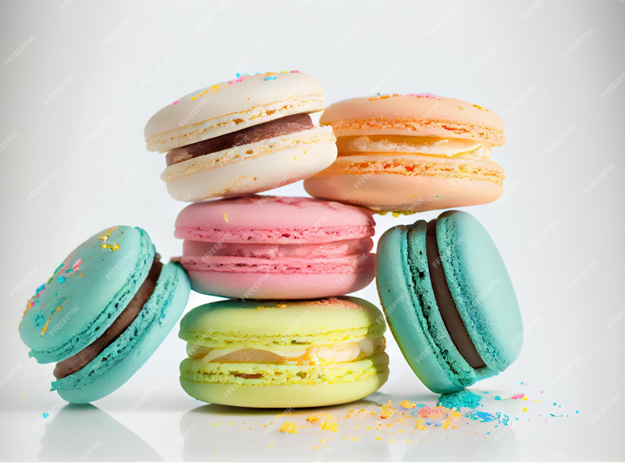 Premium Photo | French macaron cookies closeup on a white background 3d ...