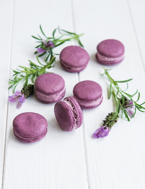 French macarons with lavender flavor