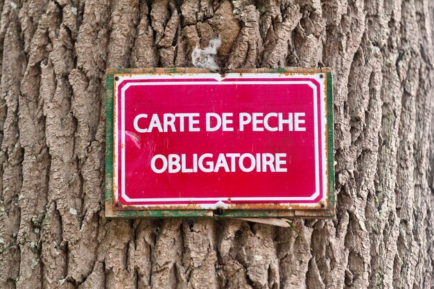 French Mandatory fishing card sign