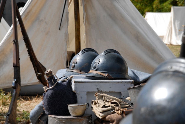 Photo french military helmet of the first world war