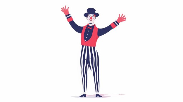 The French mime performs a pantomime while wearing gloves A comic mimic actor and street performer in the silent dumb deaf comedy Behind the Wall Isolated modern graphics