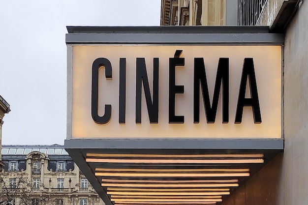 Photo french movie theater entrance sign