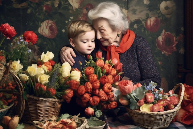 French National Grandmothers DayGrandmother with grandson