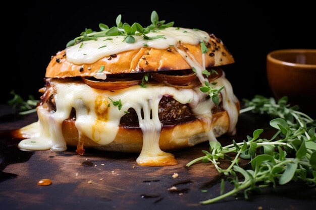 french onion soup turkey burger with gruyere