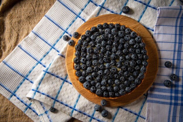 Photo french open pie blueberry tart blueberry pie