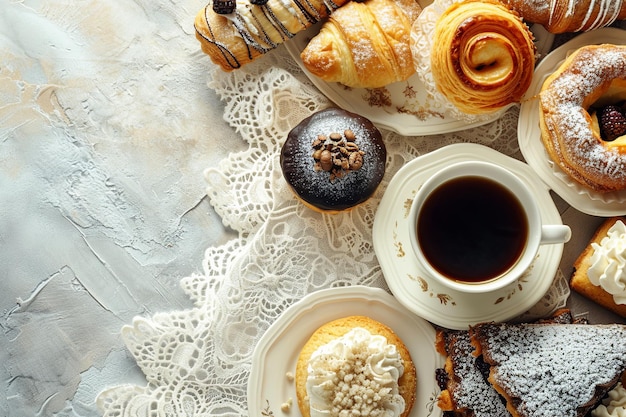 French Pastries and Coffee Flat Lay