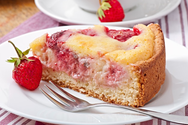 French pie (quiche) with strawberries