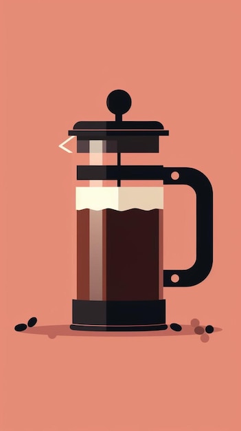 a french press coffee maker on a pink background