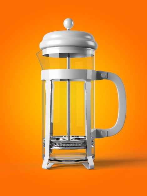 Photo french press isolated on background 3d rendering