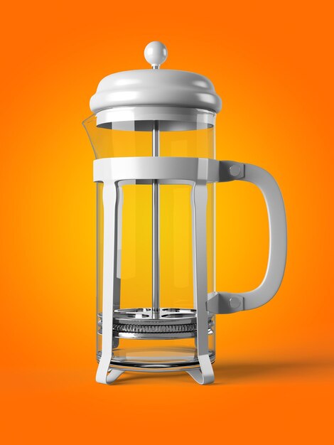 Photo french press isolated on background 3d rendering