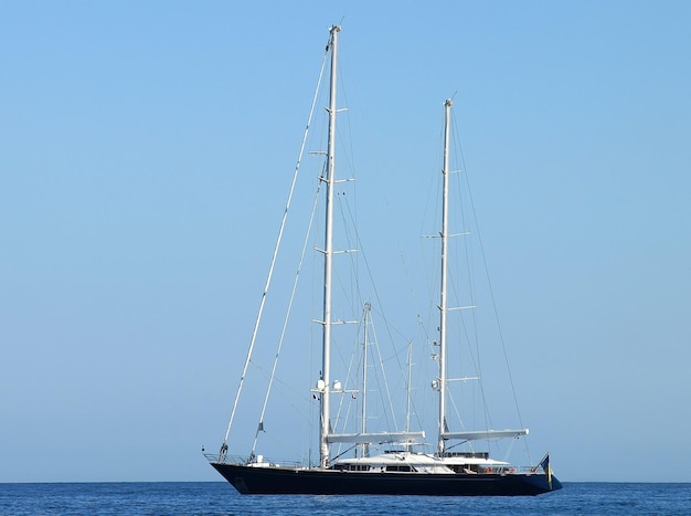 French Riviera Black Sailboat