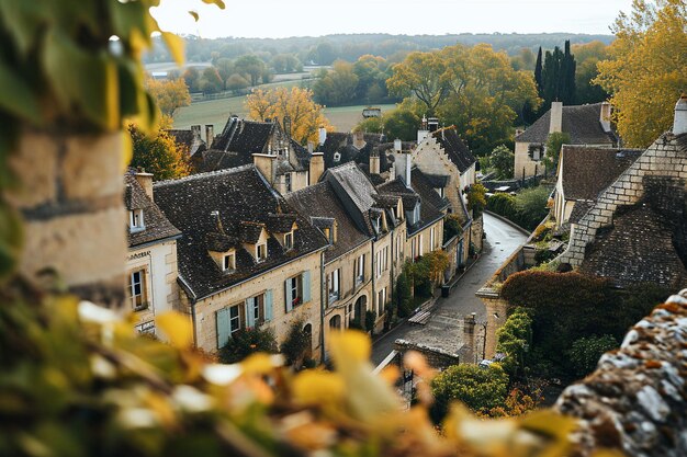 French small town view from above