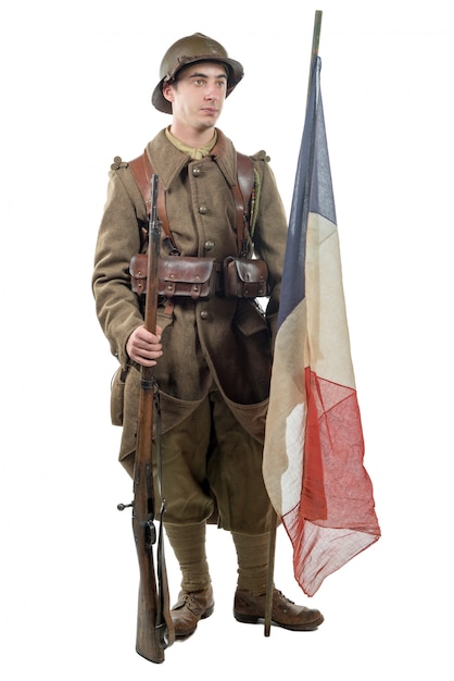 French soldier 1940 isolated