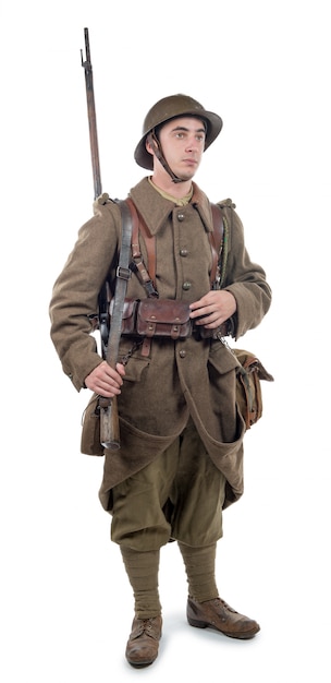 French soldier 1940 isolated