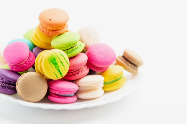 A french sweet delicacy, macaroons variety closeup