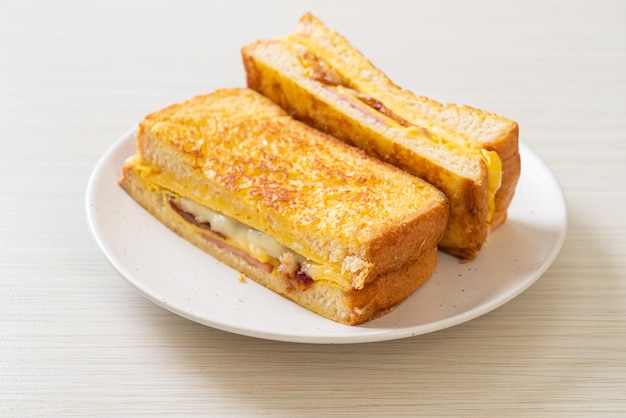 French toast ham bacon cheese sandwich