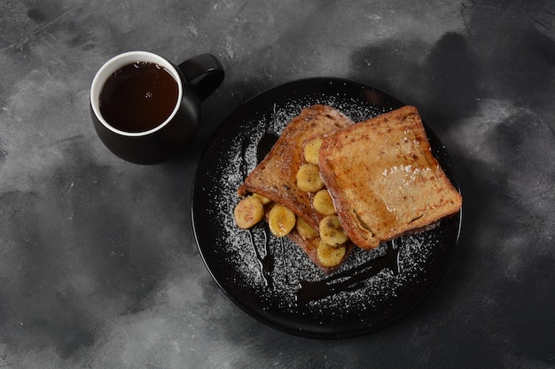 Photo french toast with fried plantains